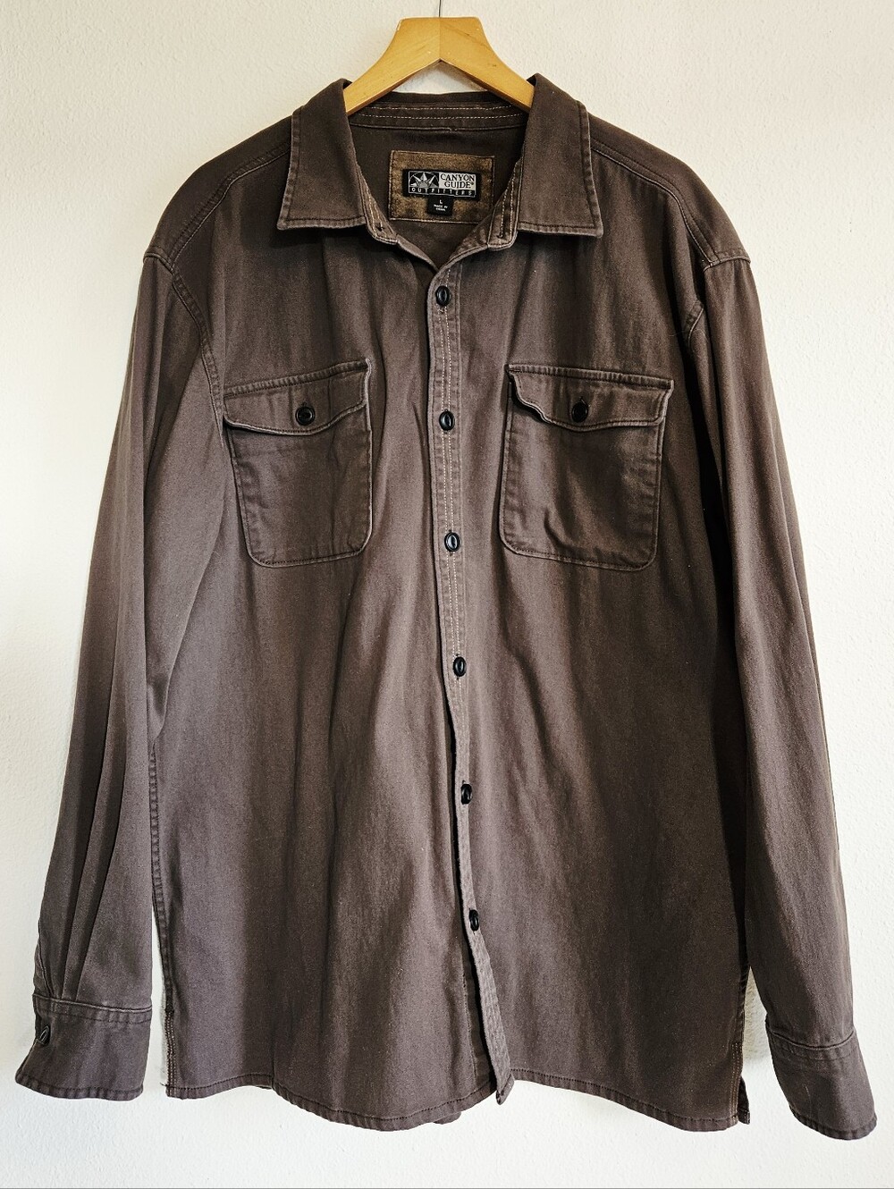 Men's Dark Brown Button-Front Shirt Jacket - Unbranded